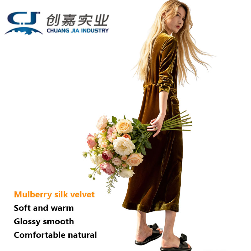 Street Fashion China - Vestido Feminino de Veludo de Seda,