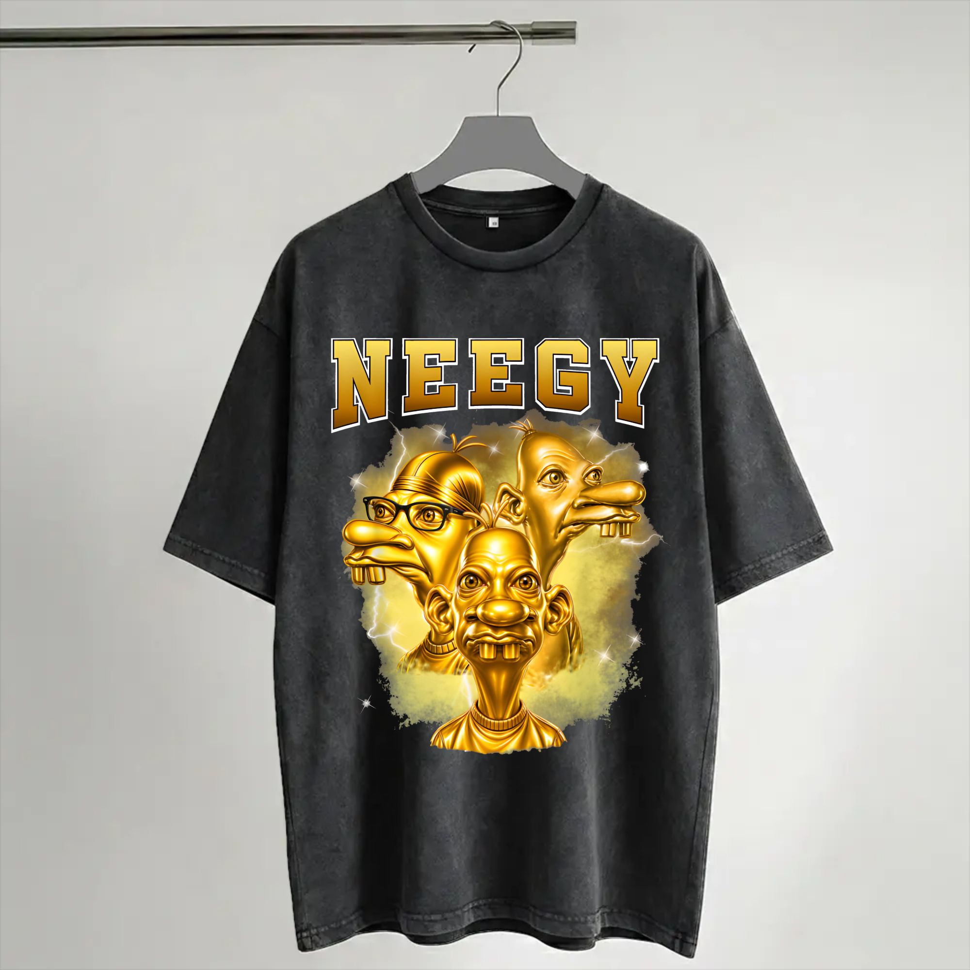 Street Fashion Gen Z - Camiseta Harajuku Lavada com Estampa Golden