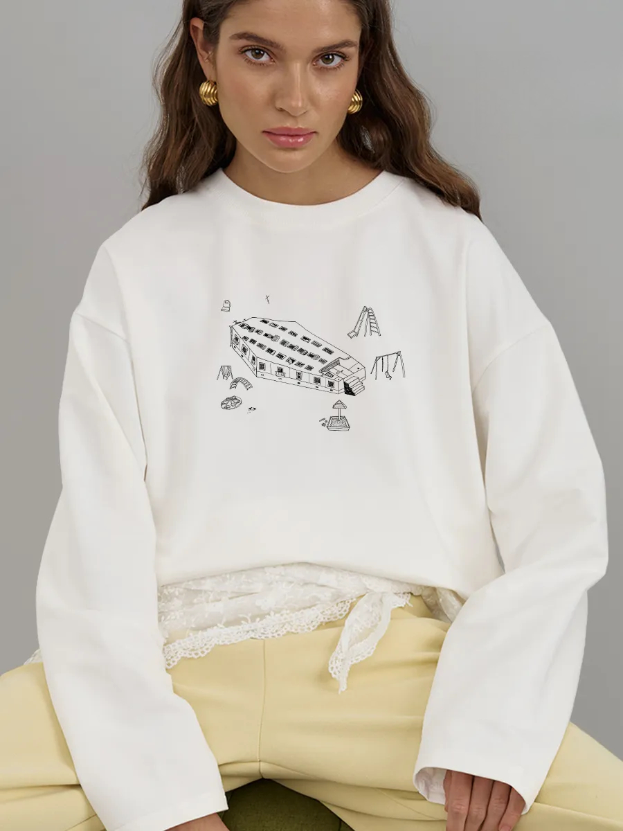 Longline Tee Oversized - Camiseta feminina de algodão 100% de