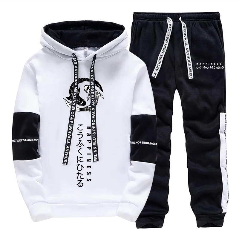 Street Fashion China - Conjunto de Moletom Masculino Estampado Casual