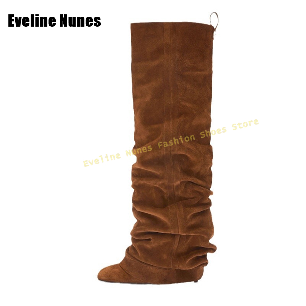 Botas de camurça falsa plissad - Street Fashion Girls avaliação e preço